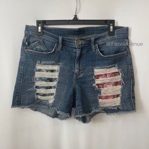 Jean Shorts Rock & Republic Hula Jean Shorts Red and Blue Bandana Pockets Sz 8